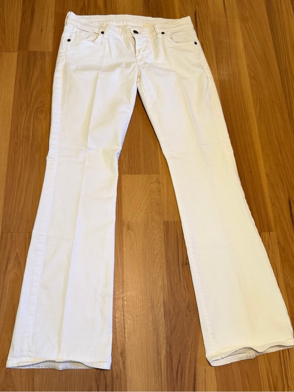 Citizens Of Humanity Zurie Low Rise Straight Leg Denim Jeans In Soft White Sz 28